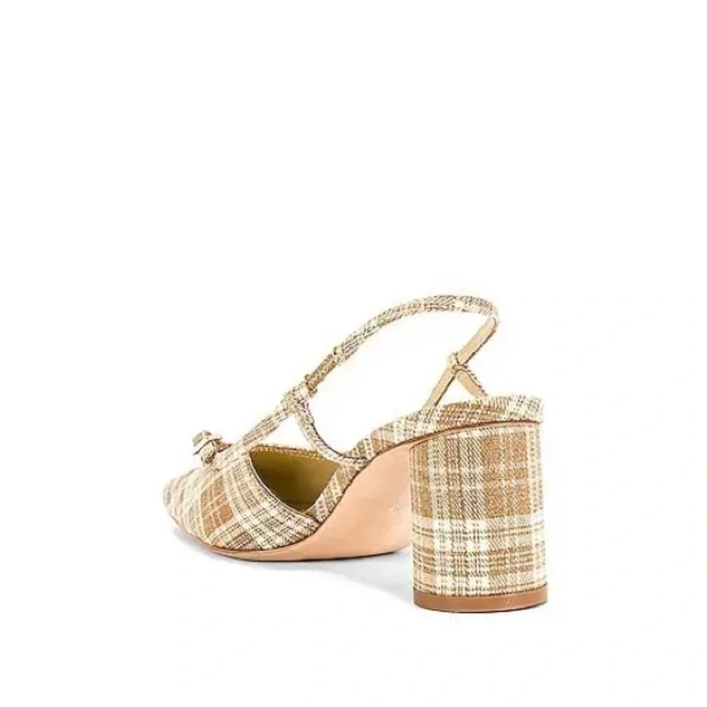 Song of Style Cafe Heel in Natural Plaid
